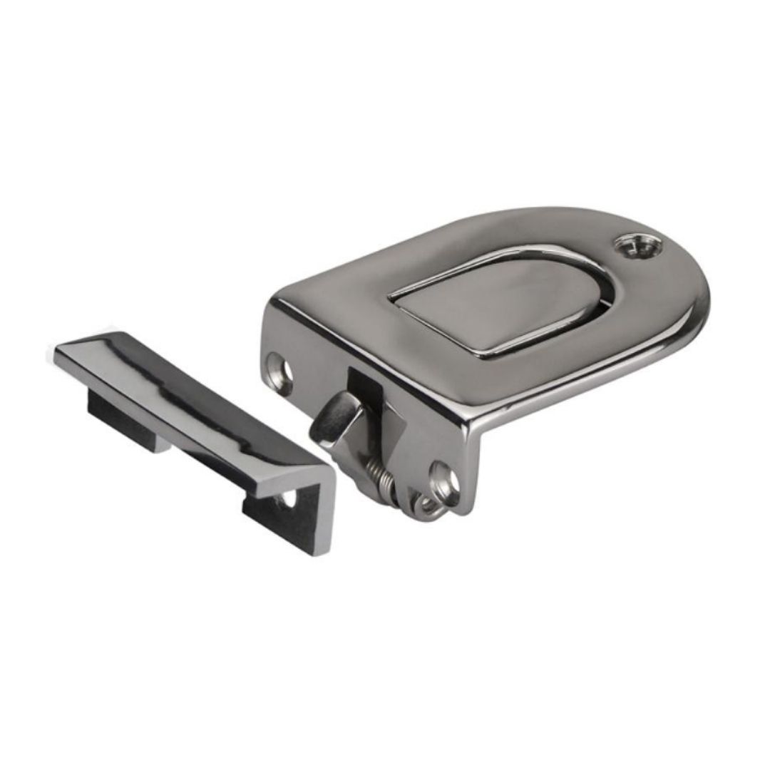 Latch Flush Push Button with Striker Plate, 316G Stainless Steel, 66 x 44mm (a)