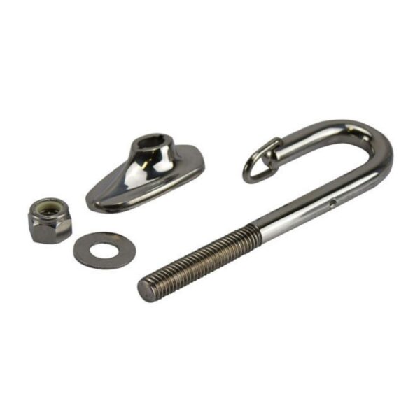 Ski Hook & Base w/ Backing Plate & Toggle Retainer, 304G SS, 120mm (c)