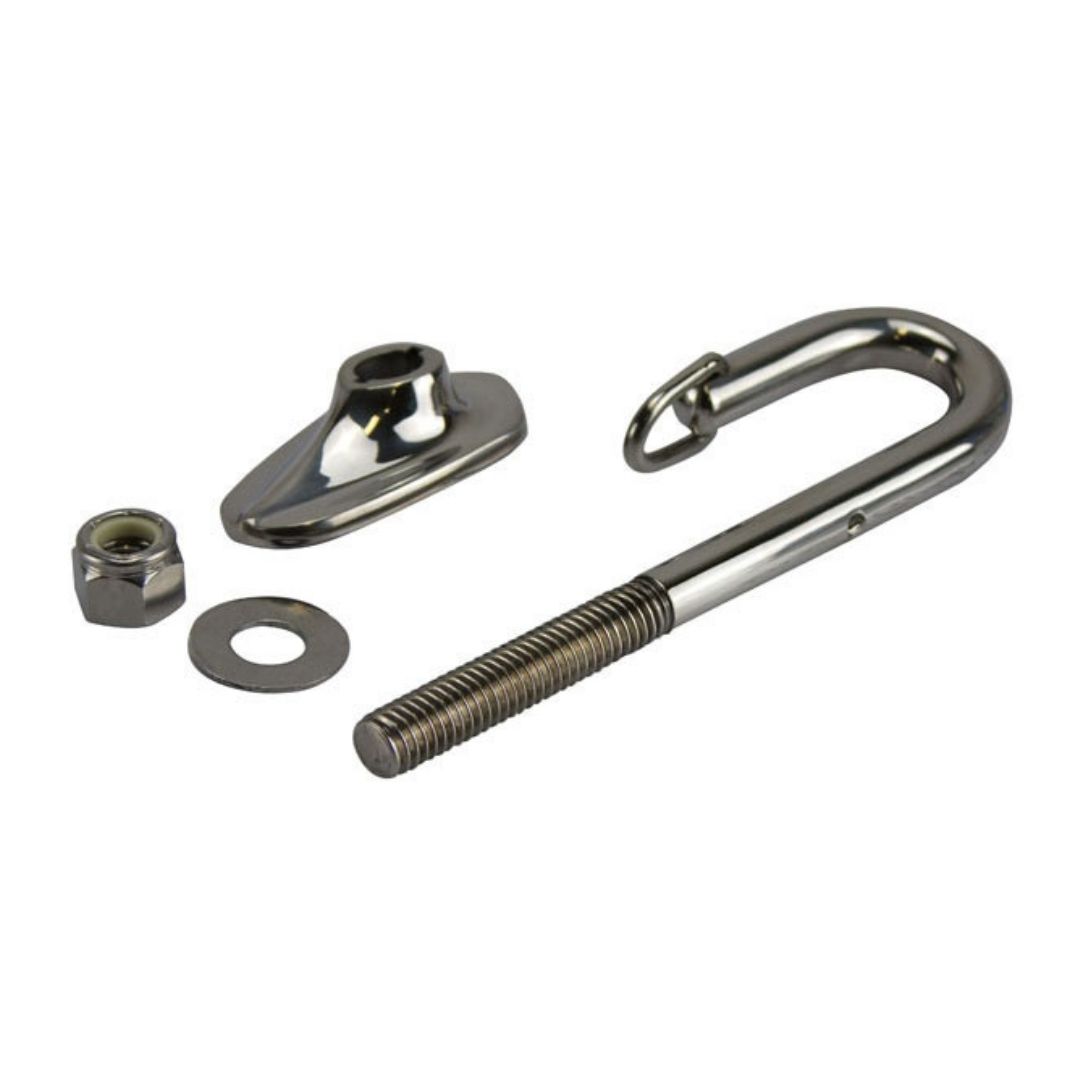 Ski Hook & Base w/ Backing Plate & Toggle Retainer, 304G SS, 120mm (c)