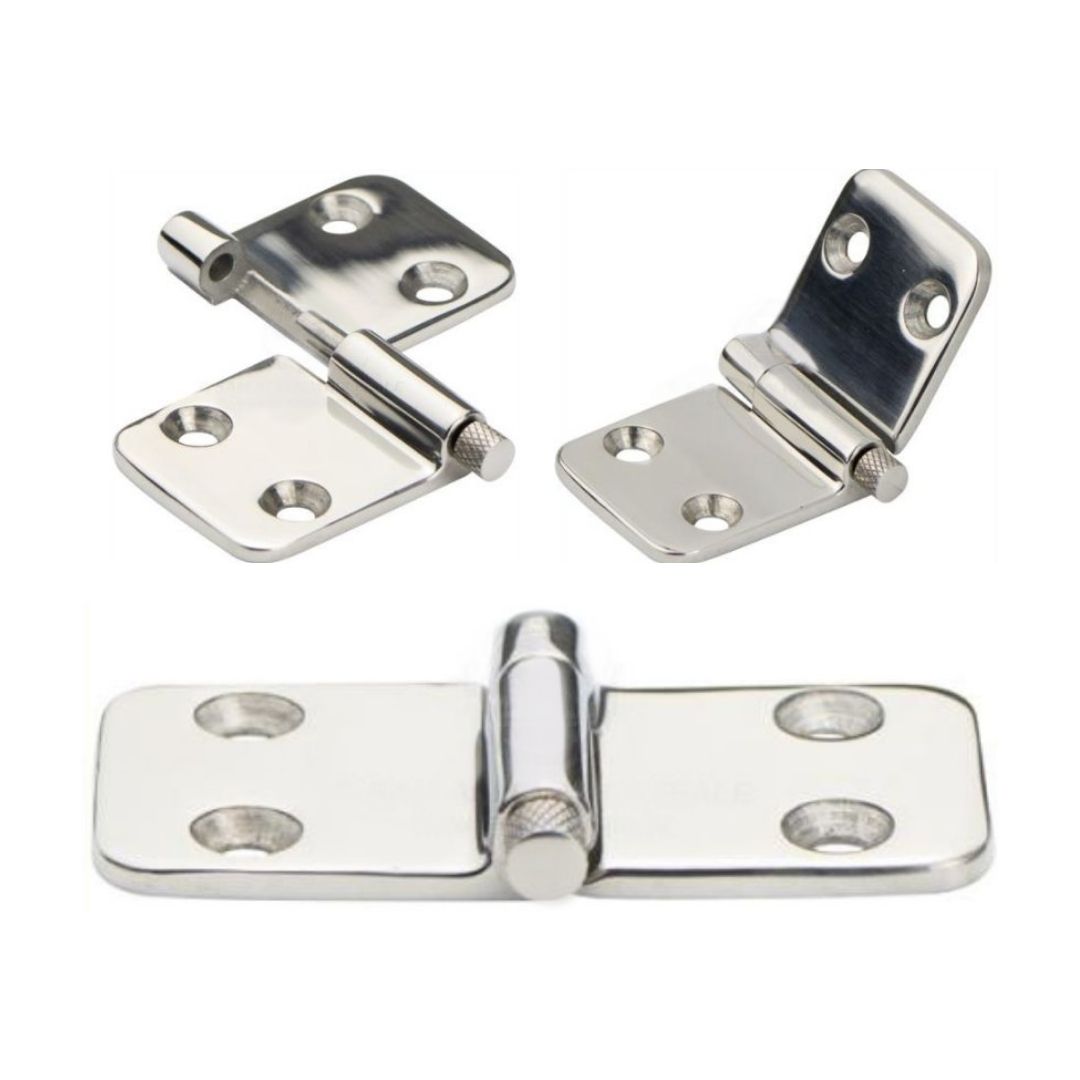 Spring Loaded Pin Hinge, Removable, Even Split, 316G SS, 37mm x 68mm Pair (b)