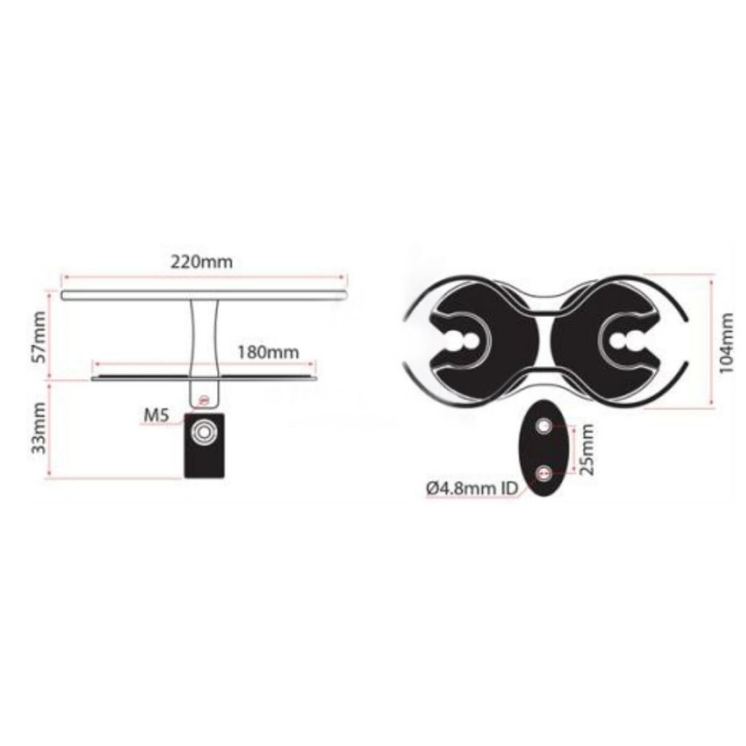 Wine Glass Drink Holder, 304G SS, Surface Mount 220mm (f)