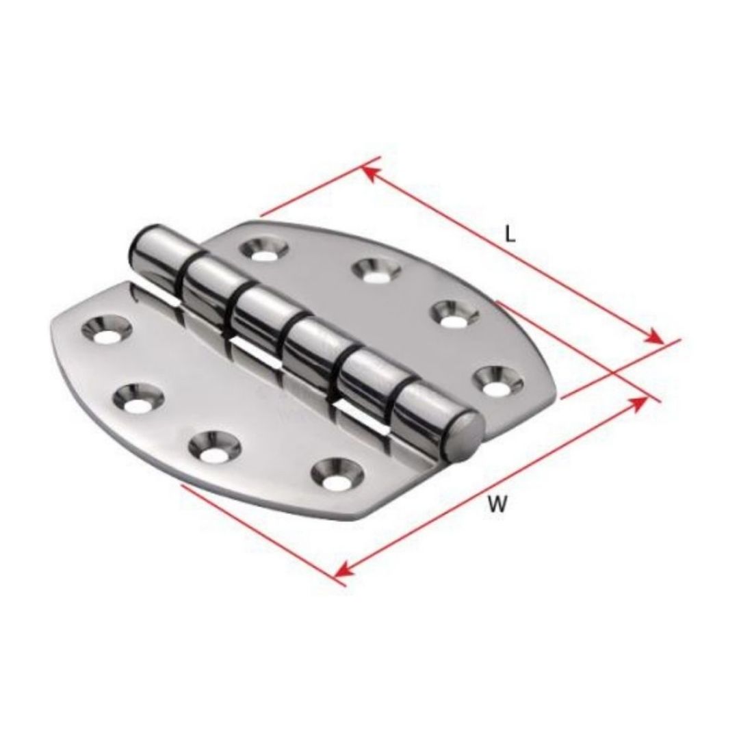 Non Rattle Hinge, Nylon Bushed, Heavy Duty, 316G SS, 107mm x 102mm Pair (b)