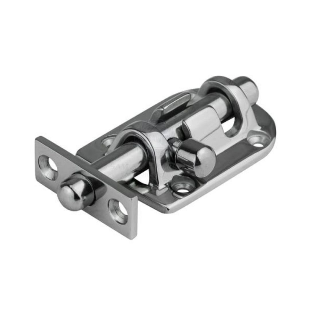 Anti-Rattle Barrel Bolt with 90° Striker Plate, 316G SS, 78mm x 38mm