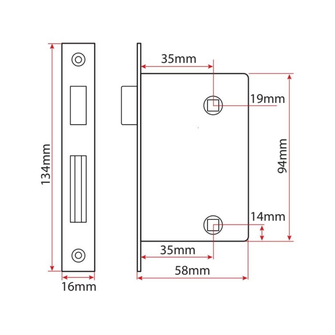 Right Hand Out, Door Lock Socket Key Set suits 19mm-38mm Thickness Doors (c)