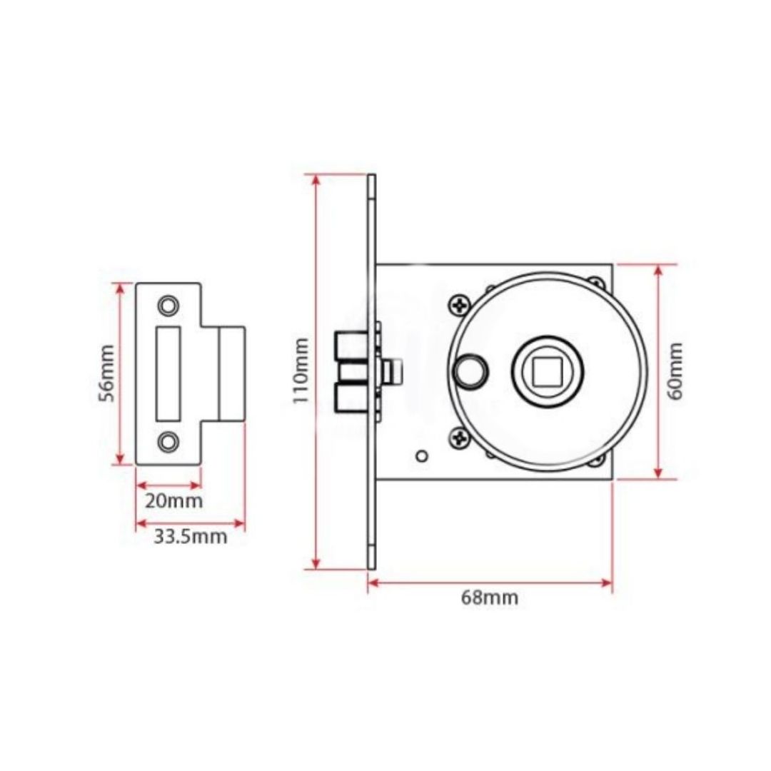 Mortise Latch Door Lock, SS suits 16-25mm Contemporary Handle Universal (c)