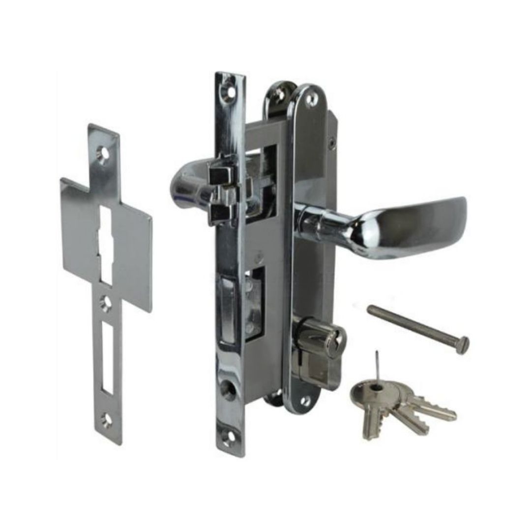 Anti-Rattle Mortise Large Door Lock, Stainless Steel (a)