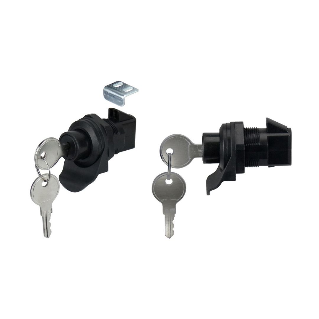 Locking Latch, Push Button/Drawer, Black ABS Plastic with Keys (b)