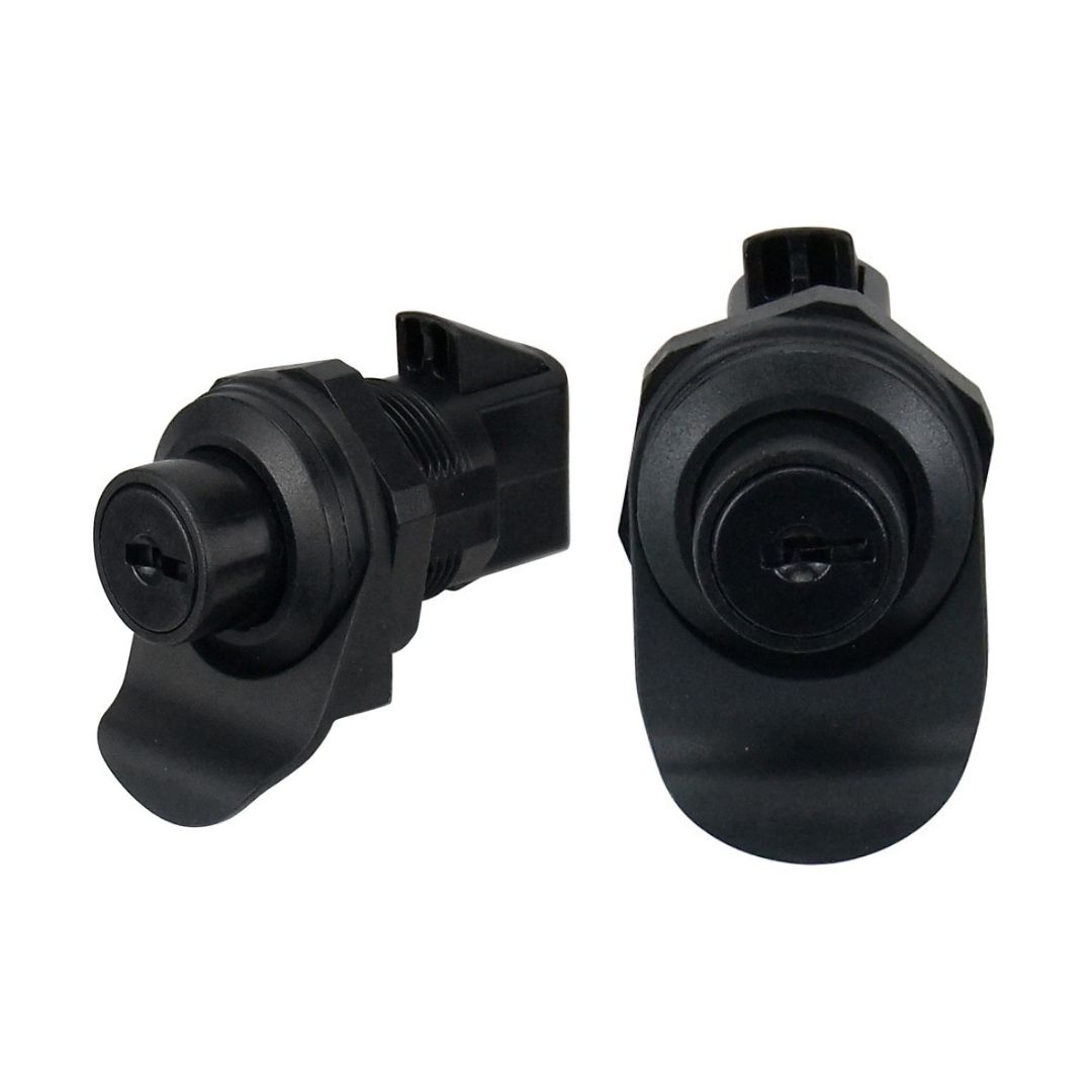 Locking Latch, Push Button/Drawer, Black ABS Plastic with Keys (c)