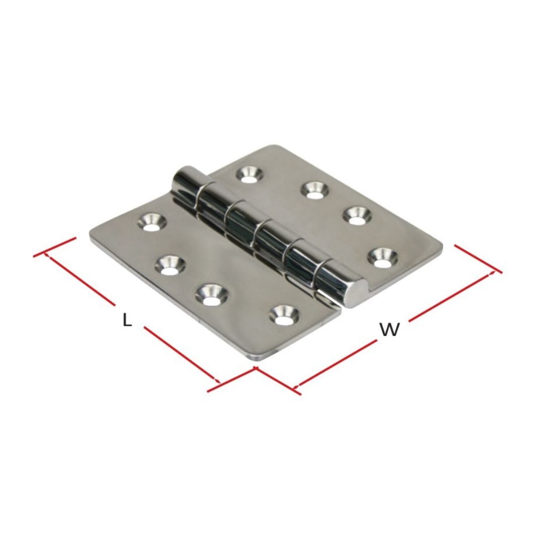 Butt Hinge, Heavy-Duty, Even Split, 304G Stainless Steel, 102mm x 102mm Pair (b)