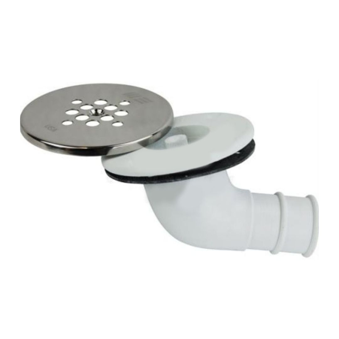 Skin Fitting, White Nylon Straight w Strainer & Tail for 1-1/2" ID (c)