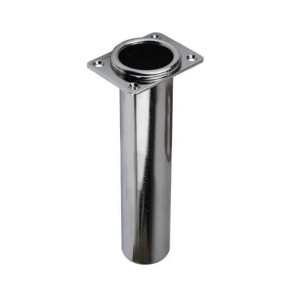 Rectangular Head Flush Mount Rod Holder, Slimline Straight, 304G SS (a)