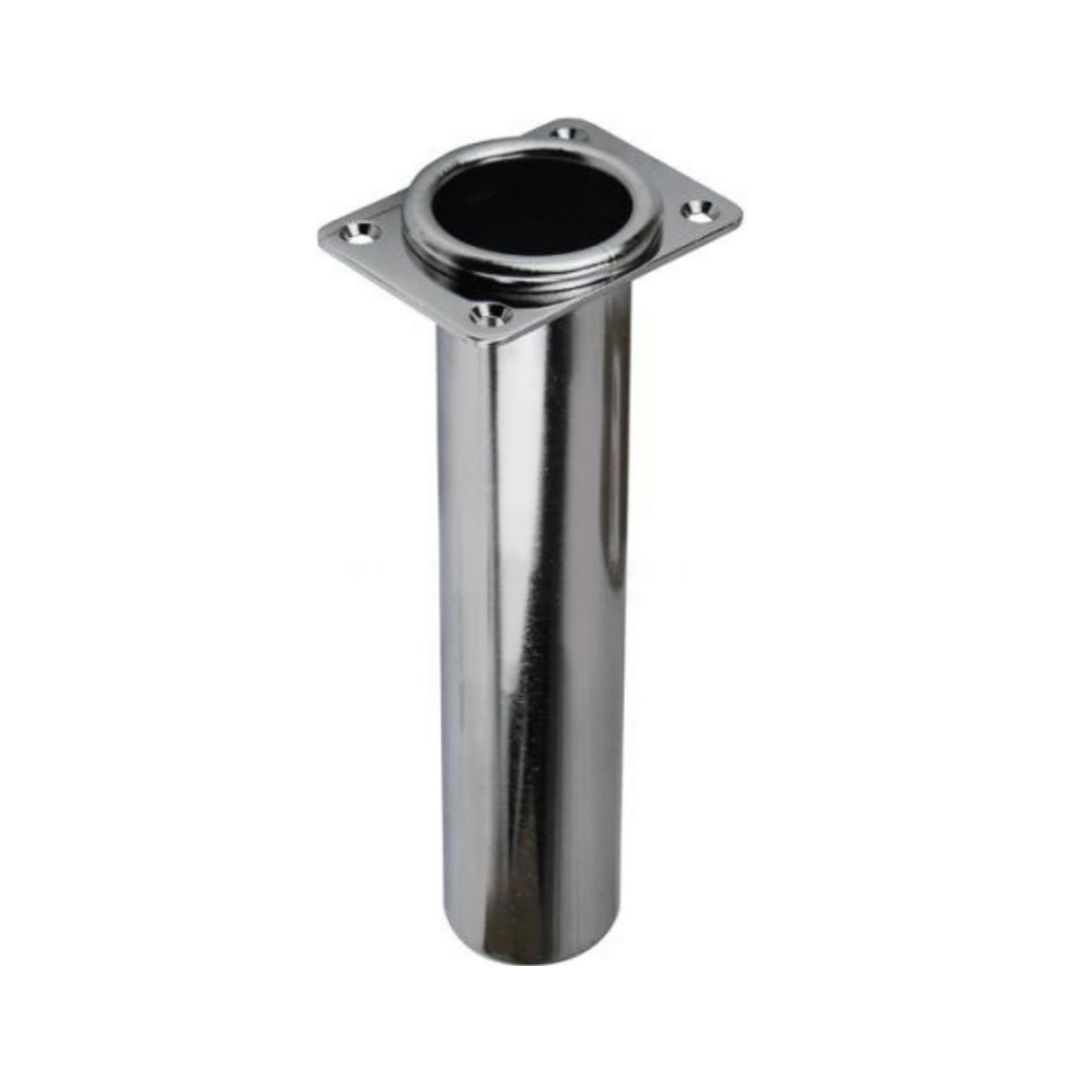 Rectangular Head Flush Mount Rod Holder, Slimline Straight, 304G SS (a)