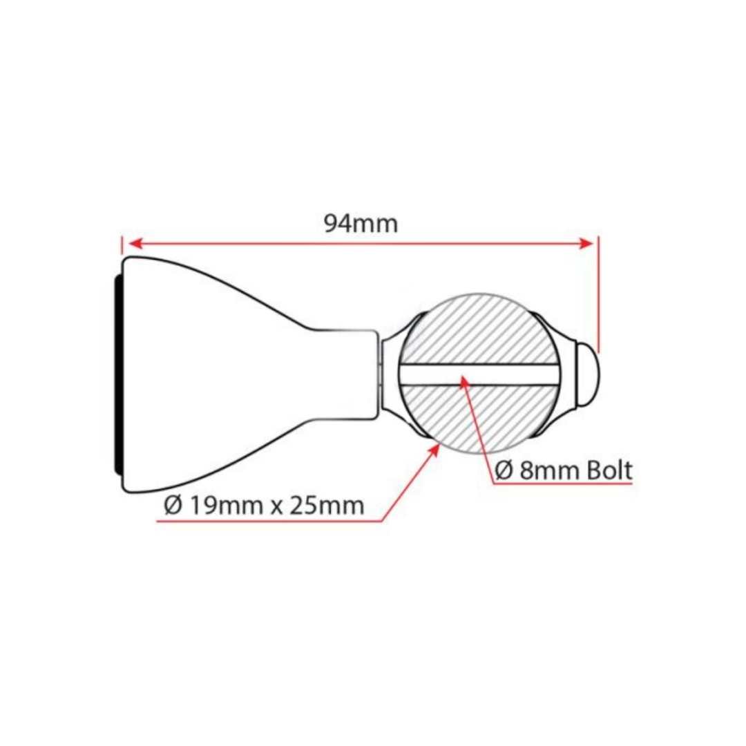 Steering Wheel Control Knob, Bolt Through, SS suits 3/4" x 1" Rim (d)