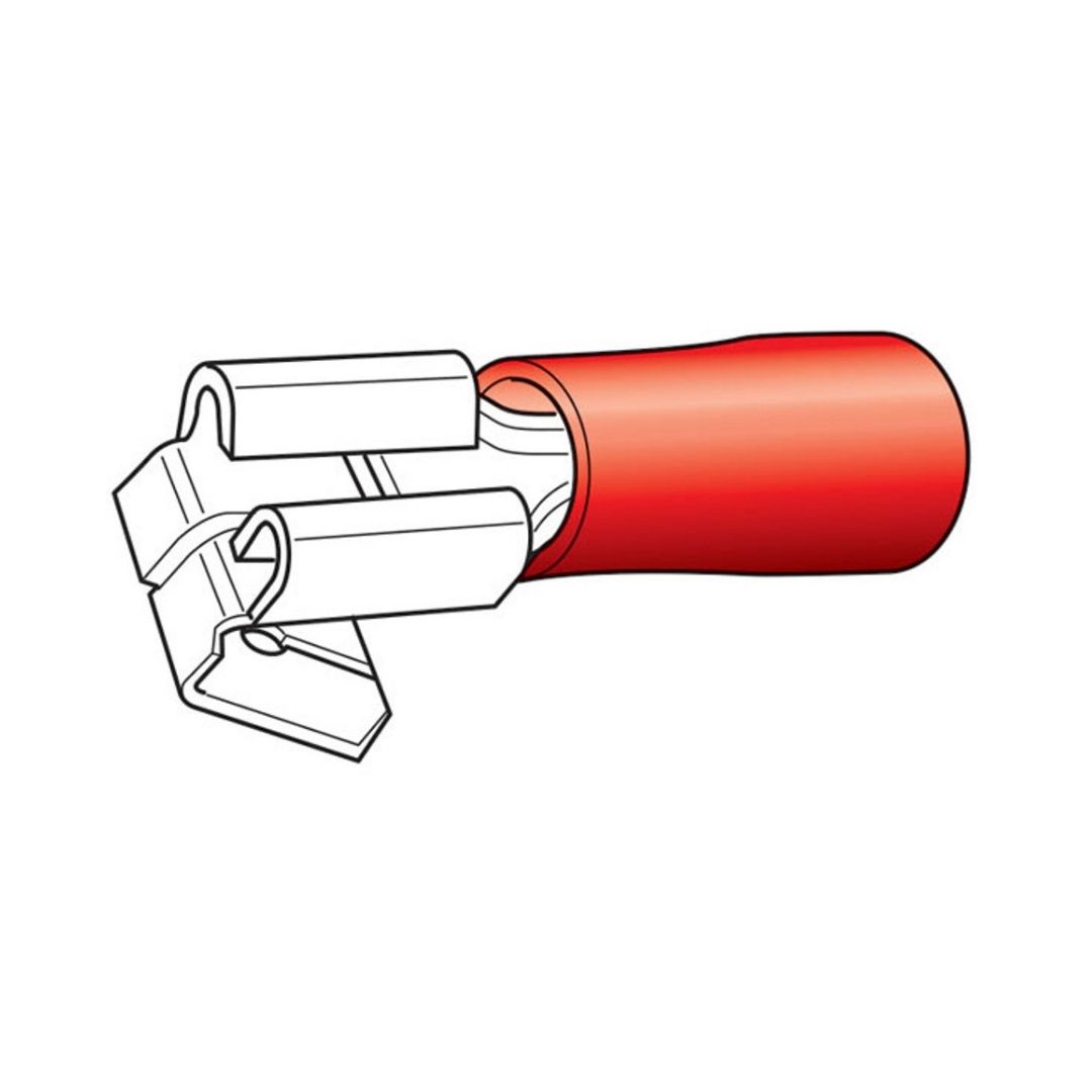 Crimp Insulated RED Male Blade Connector 6mm for 2.5-3mm Cable