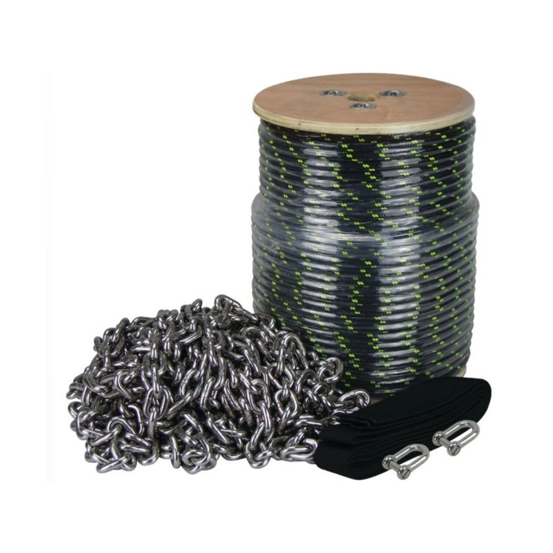 Drum Winch Anchor Rope and Chain Kits, Deluxe with Sock (a)